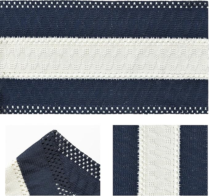 Artoid Mode Dark Blue Farmhouse Rustic Table Runner, Seasonal Hollow Kitchen Dining Table Decoration for Home Party Decor 12x72 Inch