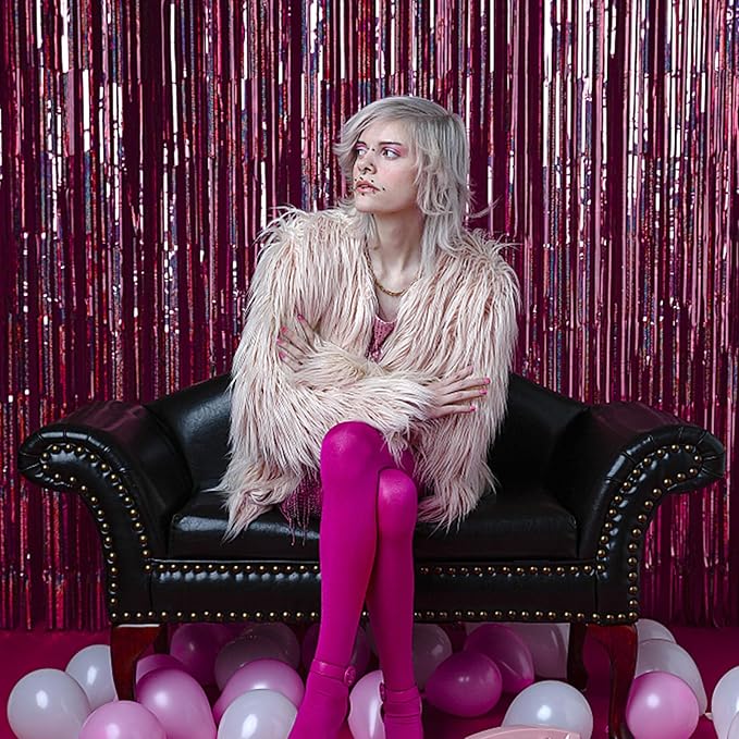 Party Backdrop Curtains Metallic Tinsel Foil Fringe Curtains Party Photo Backdrop Party Streamers for Party Birthday Graduation New Year Eve Bachelorette Decorations Wedding Decor