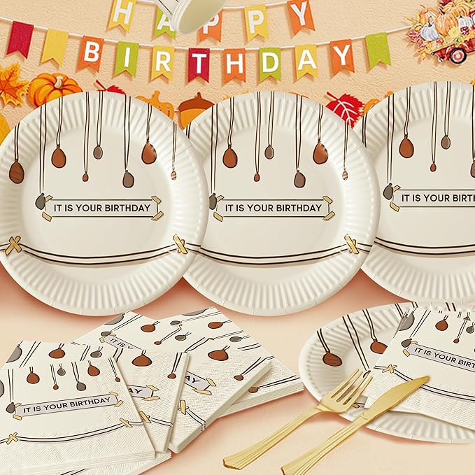 120 PCS It Is Your Birthday Disposable Birthday Party Supplies Set, The Office Merchandise Party Decoration Paper Cups, Plates and Napkins for The Office TV Show Fans Family, Friends and Coworkers