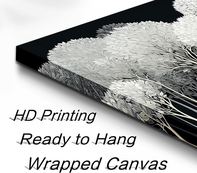 Black and White Tree of Life Wall Art for Living Room Abstract Forest Print Picture Framed Large Canvas Wall Decor for Bedroom Office Bathroom Modern Home Botanical Landscape Wall Decorations Artwork Size 30x60 Ready to Hang
