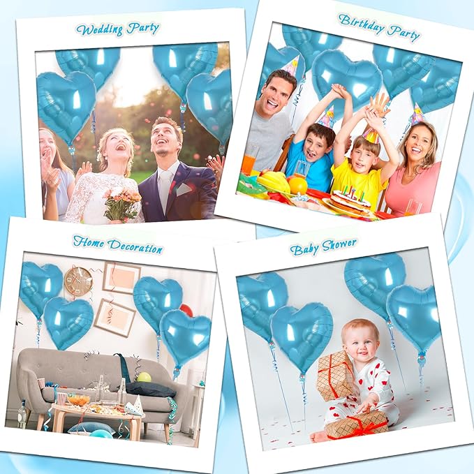 12 Pcs Heart Balloons,18 inch Heart Shape Foil Balloons Love Balloon Valentine Balloon for Birthday Party Wedding Engagement Party Baby Shower Valentine Day Decorations (liblue)