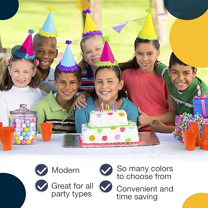 Exquisite Party Solids 12 Oz Orange Plastic Cups For Party Supplies 50 Pack | Orange Disposable Cups Plastic | Disposable Drinkware For Parties, Events & Everyday