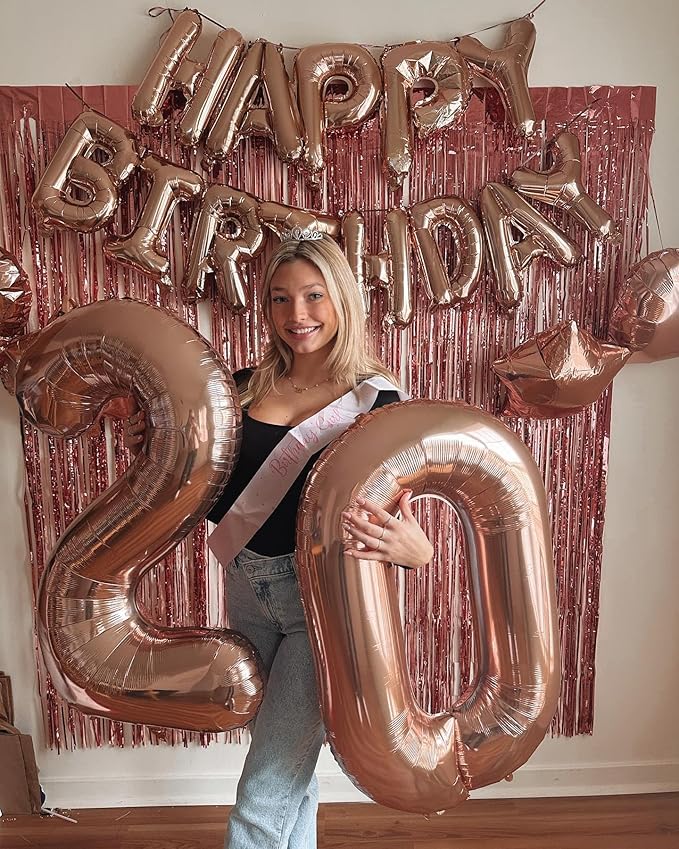 10 Balloon Number, Rose Gold Number 10th Birthday Balloons 40 Inch, 10 Years Old Rose Gold Birthday Decorations for Boys Girls, 10th Anniversary Decorations
