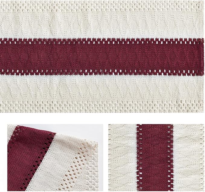 Artoid Mode Red Farmhouse Rustic Table Runner, Seasonal Holiday Hollow Kitchen Dining Table Decoration for Home Party Decor 12x48 Inch