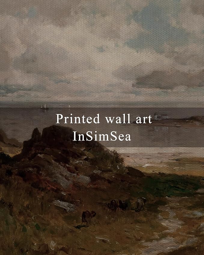 InSimSea Framed Canvas Wall Art Vintage Decor, Seaside Path Wilderness Landscape Paintings Artwork, Large Prints, Vintage Hanging Wall Decorations for Living Room Bedroom Bathroom, 20"x30"