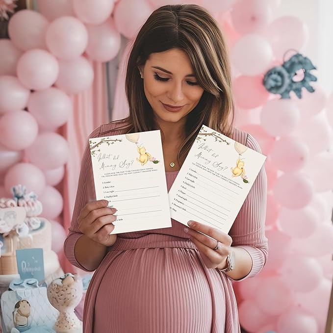 Winnie Baby Shower Games, What Did Mommy Say, Baby Shower Game Cards, Set of 30, Winnie The Pooh Party Favors, Baby Shower Party Games Supplies & Activities, Baby Shower Decorations
