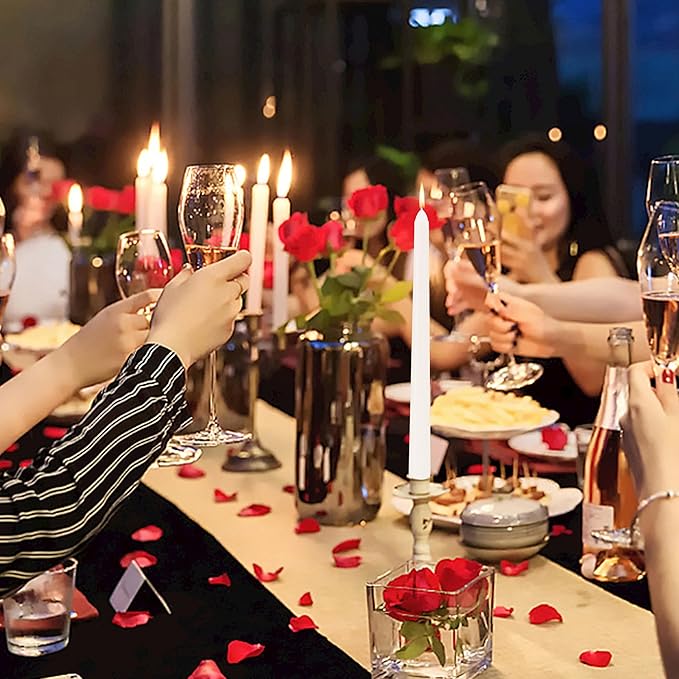 12 Pack White Taper Candles - Taper Candles 10 Inch Dripless, Smokeless & Unscented - 8 Hours Long Burning - Tall Candlesticks - Ideal for Weddings, Dinner Parties, Home Decor, Birthday Party