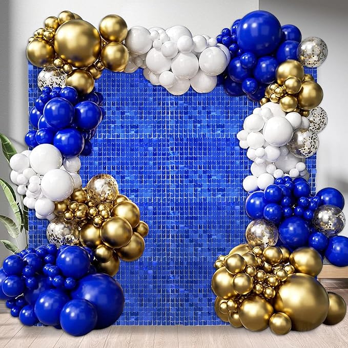 36 PCS Blue Shimmer Wall Backdrop, Square Sequin Photo Backdrops Panel, Glitter Wall Background for Birthdays, Weddings, Halloween, Engagements, Disco Bachelorette Party Decoration (6FTx6FT)