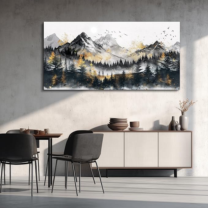 FUHAIHUA Canvas Wall Art For Living Room Large Wall Decorations For Office Bedroom Walls Mural Forest Mountain Landscape Paintings Abstract Wall Pictures Artwork Aesthetic Room Home Decor 30x60 In