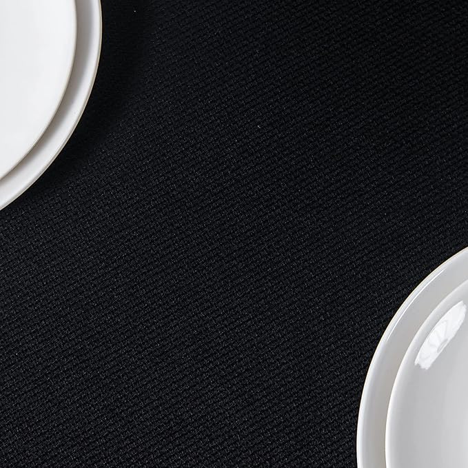maxmill Jacquard Square Tablecloth Stain Resistant Waterproof Wrinkle Resistant Washable Soft Table Cloth, Decorative Fabric Table Cover for Dining Room, Indoor and Outdoor Use, 52 x 52 Inch, Black