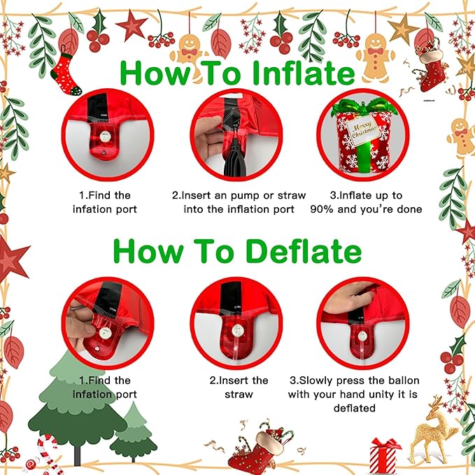 Christmas Balloons Set -MerryChristmas Balloon Banner Large Santa, Red & Green Candy Cane Foil Balloons for Christmas Party Decorations