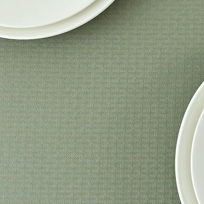 maxmill Rectangle Tablecloth Weaved Pattern Waterproof Spillproof Wrinkle Free Table Cloth, Kitchen Dining Tabletop Decoration, Fabric Table Cover for Holiday Parties, 52 x 70 Inch, Sage Green