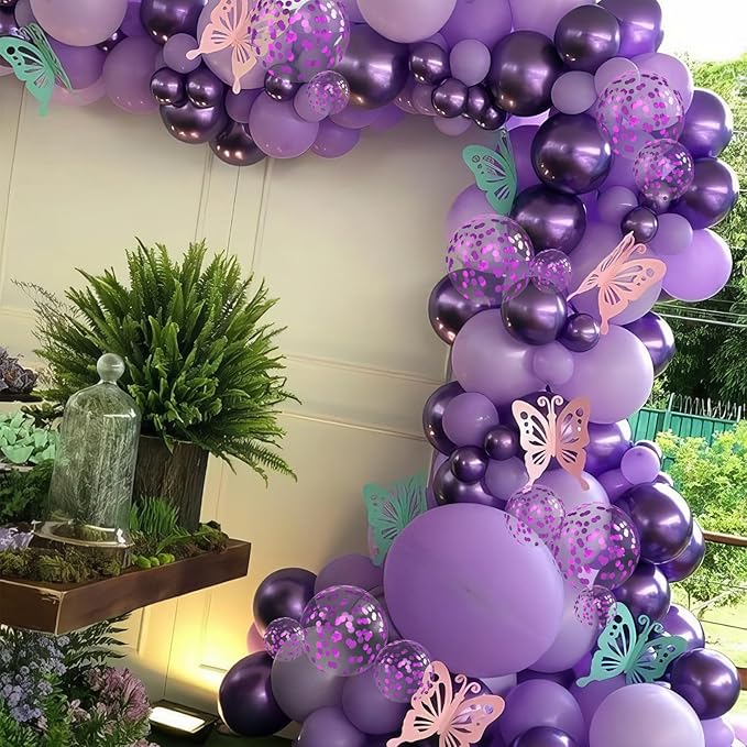 Purple Balloons, Lavender Purple Balloons Pearl Light Purple Party Balloons Metallic Purple Confetti Balloons Matte Pale Purple Latex Balloons for Kids Girls Birthday Wedding Baby Shower Graduation
