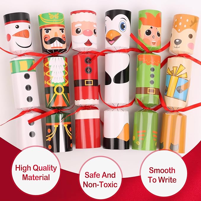 12 Pack Christmas Party Table Favors for Kids & Adults, Holiday Xmas Party Favors Holiday Dinner Table Gifts with Hats, Jokes & Surprise Toys, Christmas Party Supplies for Family Office Classroom