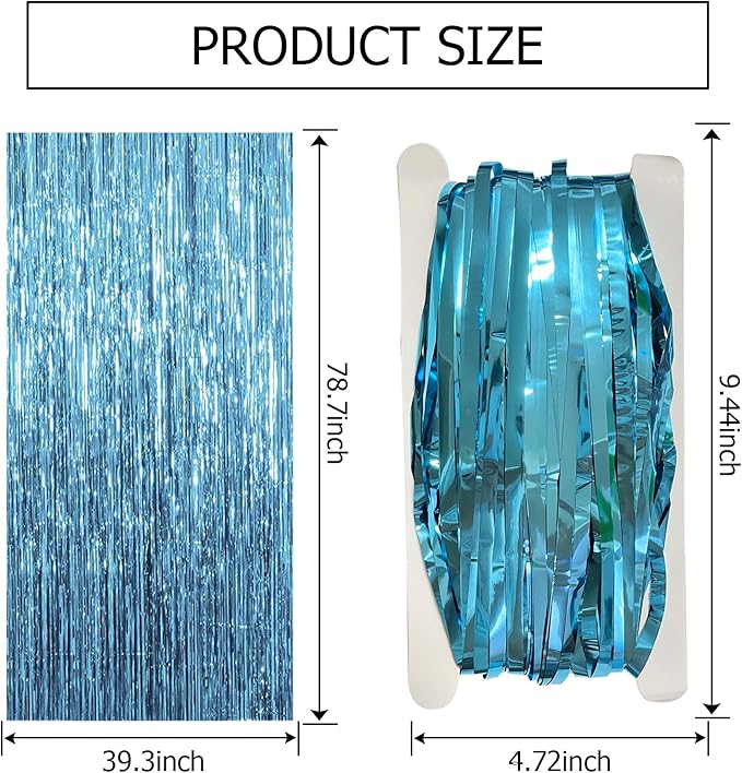 10 Pack Blue Backdrop Curtain Tinsel Streamers Ocean Themed Decor Birthday Party Decorations Foil Fringe Backdrop Graduation Baby Shower Bachelorette Winter Party Decorations Supplies