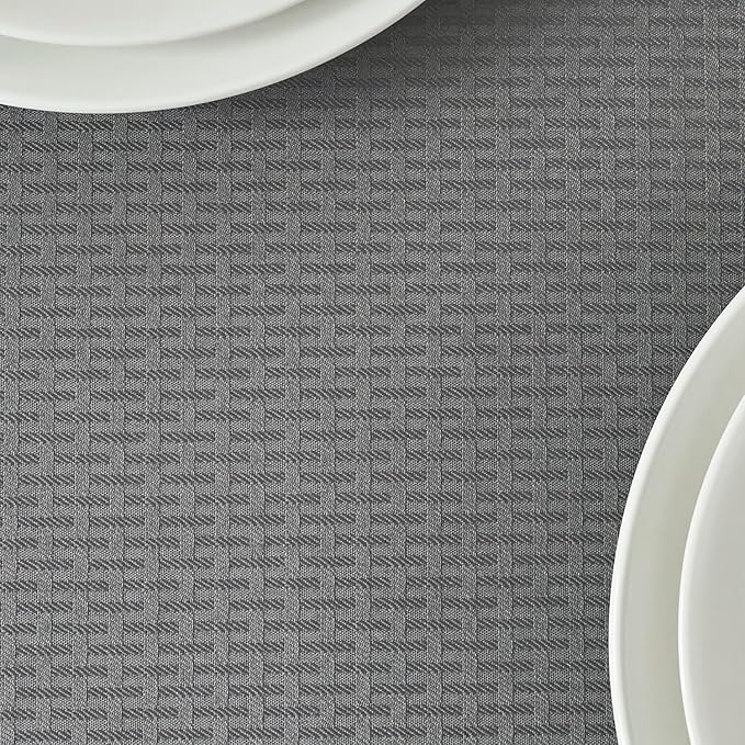 maxmill Tablecloth Weaved Texture Stain Resistant Waterproof, Wrinkle Resistant Washable Table Cloth, Fabric Table Cover for Dining Room, Indoor Outdoor Use, Rectangle 60 x 120 Inch, Charcoal Gray