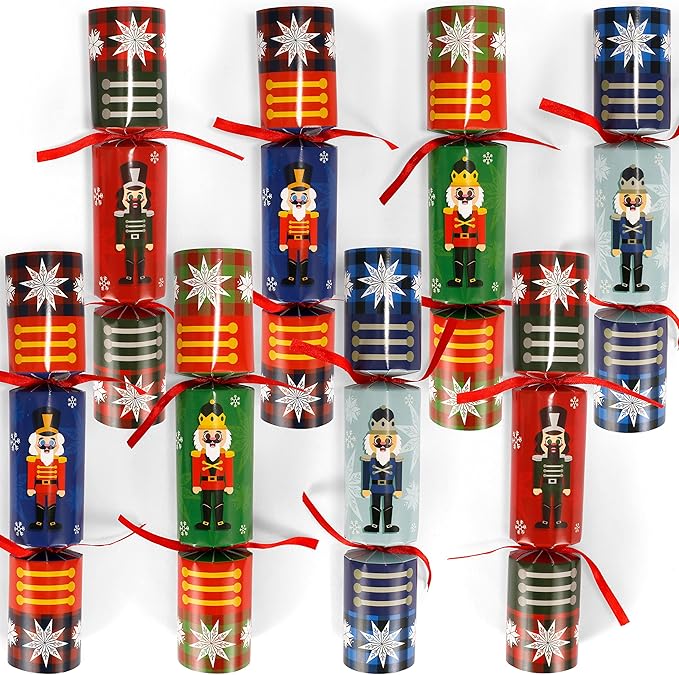 JOYIN 8 Pack Christmas Party Favor Non-Snap Nutcrackers Design Party Table Favors with Holiday Party Favor Supplies for Kids and Adults, Christmas Parties, Dinners and Holidays