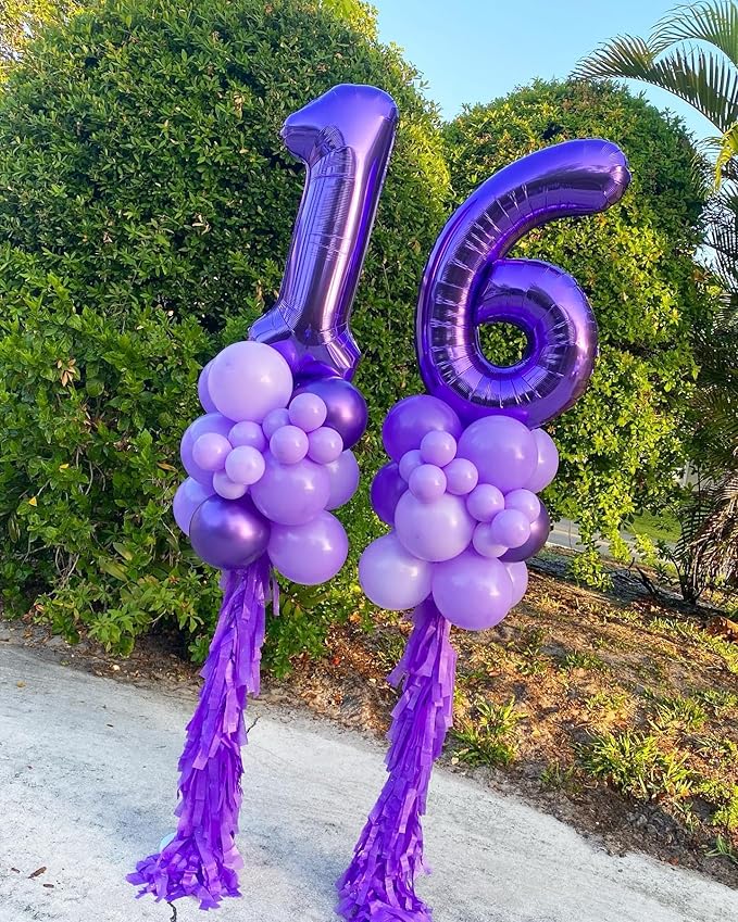 10 Balloon Number, Purple Number 10th Birthday Balloons 40 Inch, 10 Years Old Purple Birthday Decorations for Boys Girls, 10th Anniversary Decorations