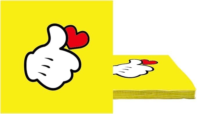 OULUN Mouse Theme Party Supplies Kit, 16 Paper Plates (8pcs 9 inch, 8pcs 7 inch), 20 Napkins, Table Cloth, Red, Mouse Cartoon, Birthday