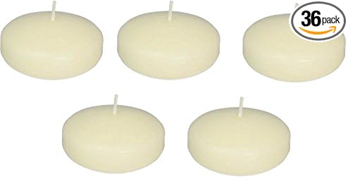 D'light Online Large 3 Inch Ivory Floating Candles Bulk Pack for Events, Centerpieces, Spa, Pool, Home Decor, for Cylinder Vases, Special Occasions and Holiday Decor - (Ivory, Set of 36)