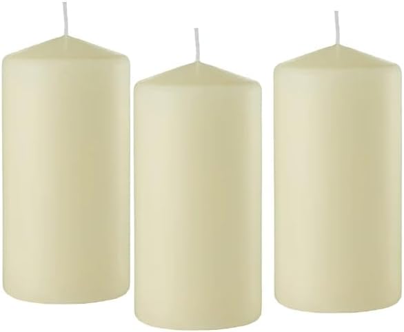D'light Online 3 X 6 Pillar Inch Candles Set of 12 Bulk Event Pack Round Unscented Premium Wax Pillar Candles for Wedding, Spa, Party, Birthday, Holiday, Bath and Home Decor (3X6, Ivory)