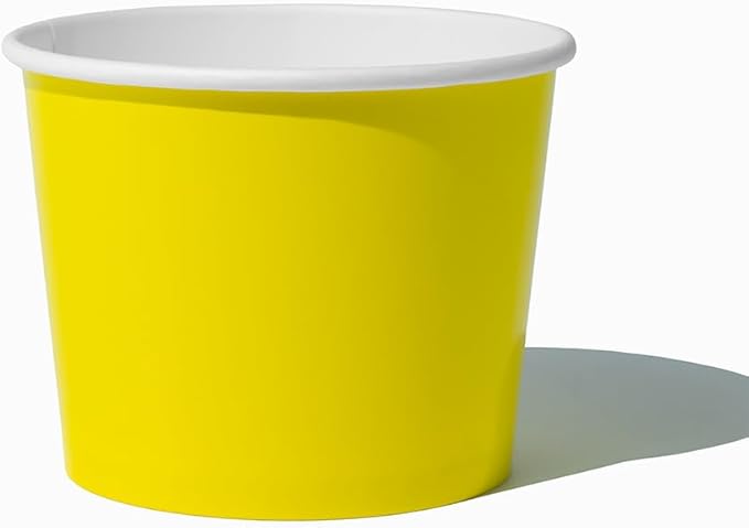 UNIQ [1,000 Count] Yellow Disposable Ice Cream Bowls - 12 oz Paper Ice Cream Cups Disposable - Perfect For Hot or Cold Foods! Many Colors & Sizes - Ice Cream Bar Supplies Frozen Dessert Supplies