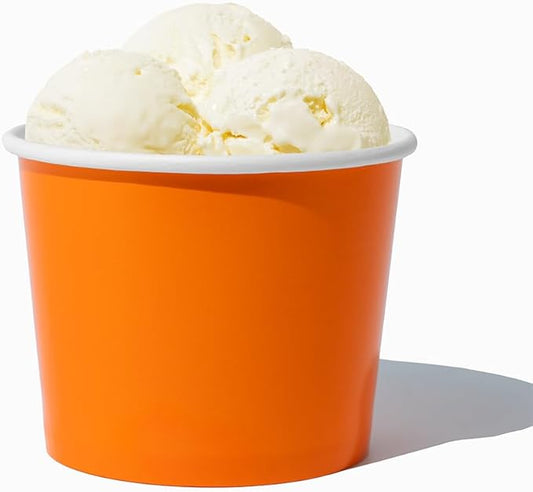 UNIQ Frozen Dessert Supplies - 12 oz Disposable Ice Cream Paper Cups, Disposable Cups & Bowls for Ice Cream, Yogurt, Gelato, Food - [1,000 Pcs] - Orange