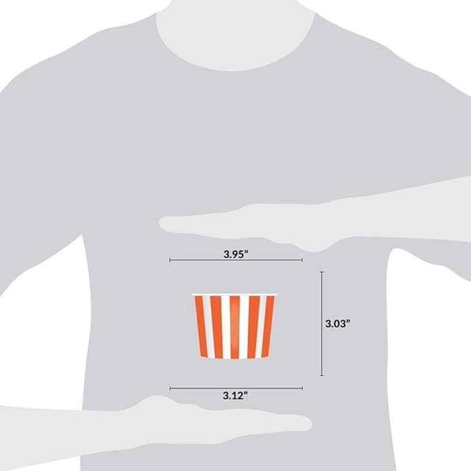 UNIQ 1000-Count 12 oz Striped Paper Ice Cream Bowls Orange Color | Disposable Dessert Bowls for Hot or Cold Foods | Ice Cream Bar Supplies Frozen Dessert Supplies