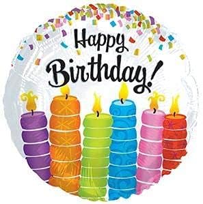 PMU Happy Birthday Colorful Candles 18 Inch Mylar-Foil Balloon Pkg/25