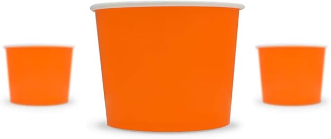 UNIQ Frozen Dessert Supplies - 12 oz Disposable Ice Cream Paper Cups, Disposable Cups & Bowls for Ice Cream, Yogurt, Gelato, Food - [1,000 Pcs] - Orange
