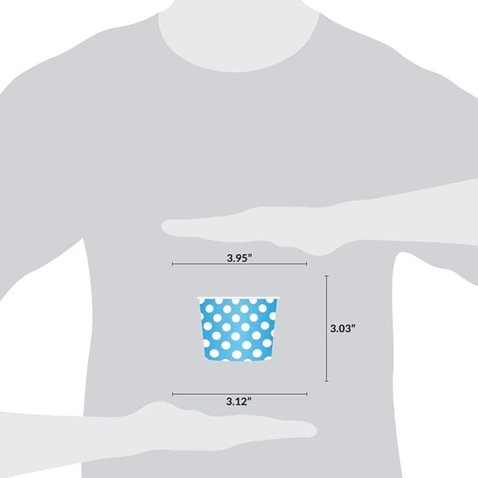 UNIQ 1000-Count 12 oz Blue Polka Dot Disposable Ice Cream Bowls | Perfect for Hot or Cold Foods, Paper Dessert Cups | Frozen Dessert Supplies