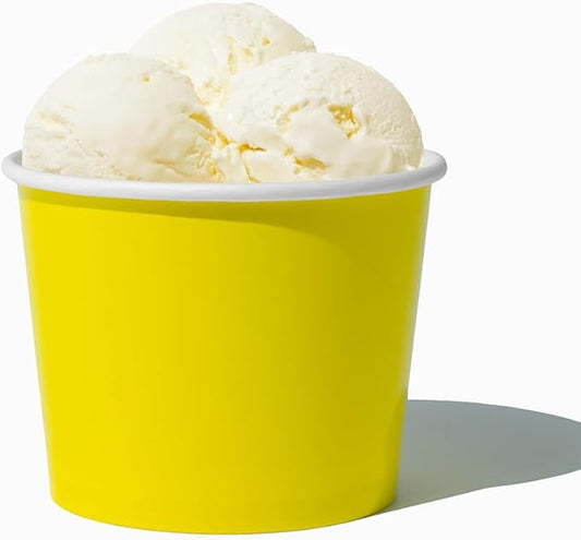 UNIQ [1,000 Count] Yellow Disposable Ice Cream Bowls - 12 oz Paper Ice Cream Cups Disposable - Perfect For Hot or Cold Foods! Many Colors & Sizes - Ice Cream Bar Supplies Frozen Dessert Supplies