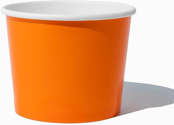 UNIQ Frozen Dessert Supplies - 12 oz Disposable Ice Cream Paper Cups, Disposable Cups & Bowls for Ice Cream, Yogurt, Gelato, Food - [1,000 Pcs] - Orange