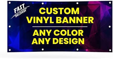 Personalized Custom Vinyl Banner Printing Indoor or Outdoor use Printed Business Event Birthday Party Large Custom Vinyl banner for Party Decoration Factory of Stickers (7'x8')