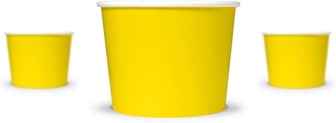 UNIQ [1,000 Count] Yellow Disposable Ice Cream Bowls - 12 oz Paper Ice Cream Cups Disposable - Perfect For Hot or Cold Foods! Many Colors & Sizes - Ice Cream Bar Supplies Frozen Dessert Supplies