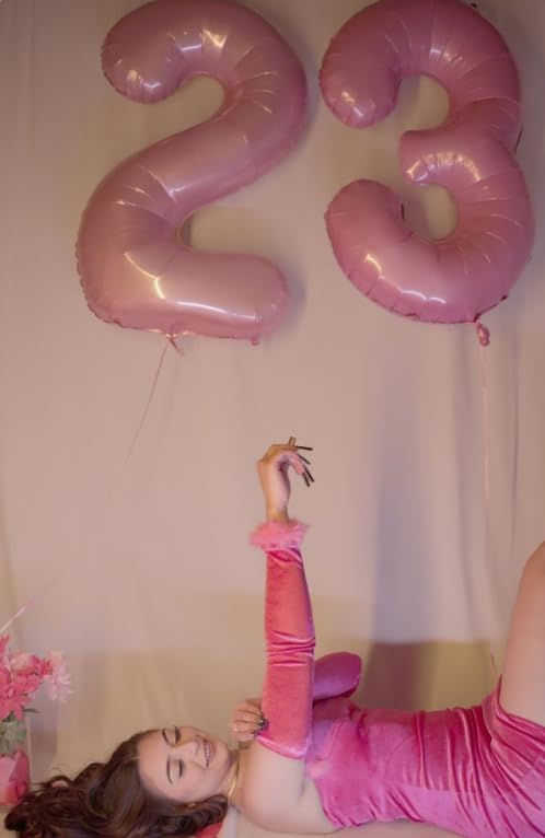 Digital Number 7 Pearlescent Pink Birthday Balloon 40 Inch, Foil Balloons for 7 17 27 70 77 Party Decorations Supplies, Pearl Pink Mylar Numbers Balloon for Seven Wedding Anniversary