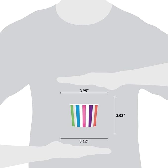 UNIQ 1000-Count 12 oz Striped Paper Ice Cream Bowls Rainbow Color | Disposable Dessert Bowls for Hot or Cold Foods | Ice Cream Bar Supplies Frozen Dessert Supplies