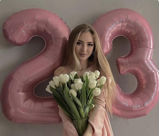 40 Inch Pearlescent Pink 3 Large Number Balloon, 3 13 23 30 33 36 38 Pearl Pink Birthday Party Decorations, Number Three Foil Balloons for Anniversary Party Graduations Celebration Supplies