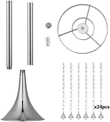 10Pcs 21.88" Tall Elegant Centerpieces with Chandelier Crystals Metal Vase Silver Flower Stand for Table Wedding Centerpieces Decorations, Birthday,Event, Home, Party