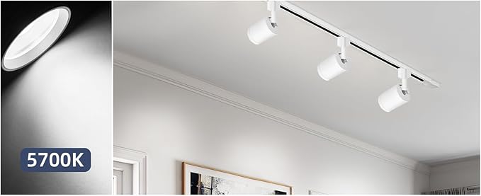 10W LED White Track Lighting Heads, H Type Track Lighting Rail Ceiling Spotlight for Accent Task Wall Art Exhibition Lighting, and Wall Art Display Illumination 3000K-5700K, CRI90+ (6-Pack