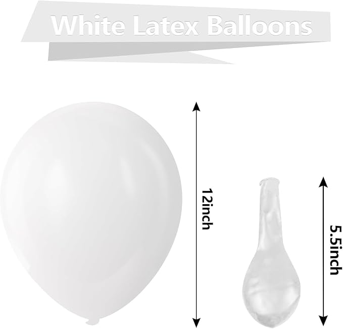 White Balloons 50 pcs 12 Inch Matte White Latex Balloons for Wedding Bridal Engagement Baby Shower Gender Reveal Easter Anniversary Birthday Christmas Party Decorations