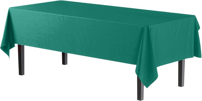 Party Solids 6-Pack Premium Plastic Tablecloth 54in. x 108in. Rectangle Plastic Table Cover - Teal