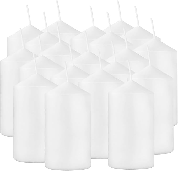20-Piece White Taper Candles (2x4 inches) | Unscented, Dripless & Smokeless | Clean-Burning Dinner Candles for Weddings, Parties, Dinner Table Decor, Home Dining, Church Ceremonies & Celebrations