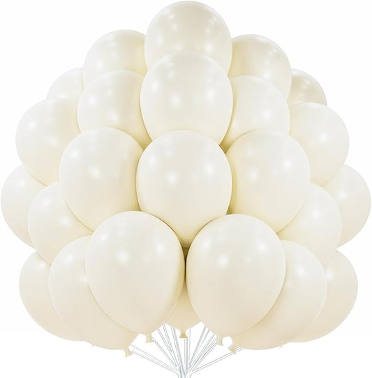 PartyWoo Beige Balloons 50 pcs 12 Inch Cream Ivory White Balloons for Wedding Baby Shower Birthday Bridal Shower Graduation Engagement Easter Anniversary Tea Boho Party Decorations White-Q08