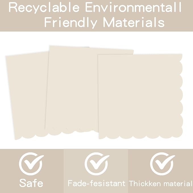 140Pcs Ivory Plates and Napkins, Beige Party Supplies Include Scalloped Cream Paper Plates Napkins Cups Thanksgiving Plate Set for Birthday, Wedding, Bridal&Baby Shower (Ivory white)