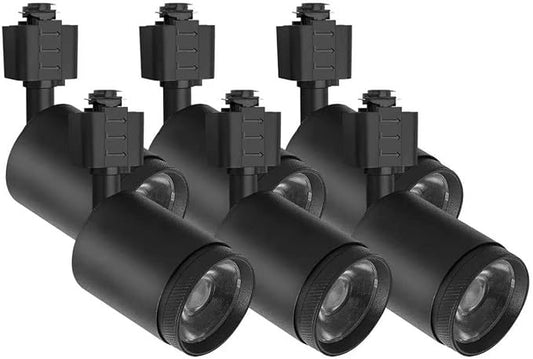 10W LED Black Track Lighting Heads, H Type Track Lighting Rail Ceiling Spotlight for Accent Task Wall Art Exhibition Lighting, and Wall Art Display Illumination 3000K-5700K, CRI90+ (6-Pack