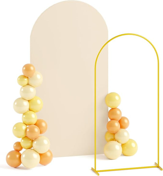 Arch Stand and Cover Set Beige Arch Cover Wedding Arch Backdrops Stand 7.2ft Arch Backdrop Cover Metal Arch Backdrop Stand and Cover Set Wedding Arch Frame for Birthday Party Reception Decor