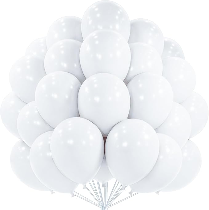 PartyWoo White Balloons 101pcs 12 Inch Matte White Latex Balloons for Wedding Bridal Graduation Engagement Baby Shower Gender Reveal Easter Anniversary Birthday Tea Party Decorations White-Y13