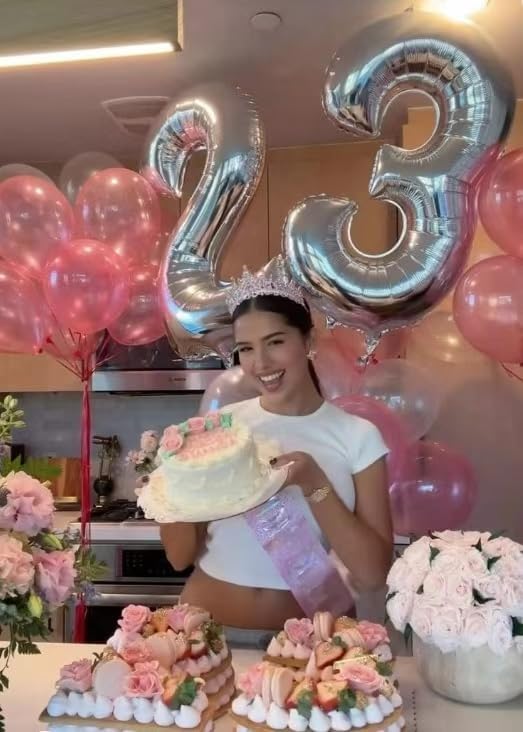 40 Inch Silver 3 Large Number Balloon, 3 13 23 30 33 36 38 Silver Birthday Party Decorations, Number Three Foil Balloons for Anniversary Party Graduations Celebration Supplies