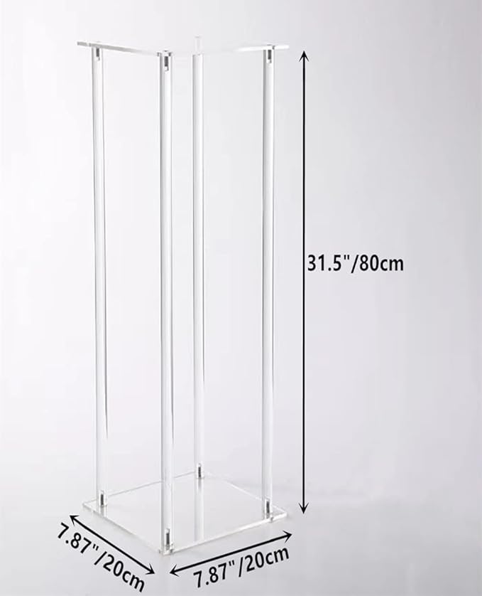 10 Pcs Wedding Centerpieces Acrylic Vases Clear Column Flower Vase Stands 7.87'' x 7.87'' x 31.5'' Rectangular Flower Display Table Stands for Wedding Party Events Reception Table Decor